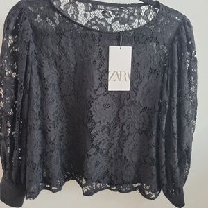 NWT Zara lace top with chiffon lining